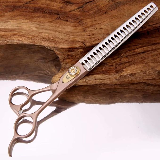 Fenice Peak Thinning Shears for Dogs and Cats Pet Grooming Scissors Chunkers Shears 440C Stainless Steel Professional Dog Trimming Scissors 7&