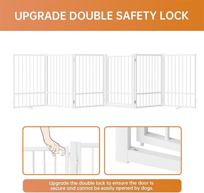 Full Metal Freestanding Dog Gate with Door, 32&
