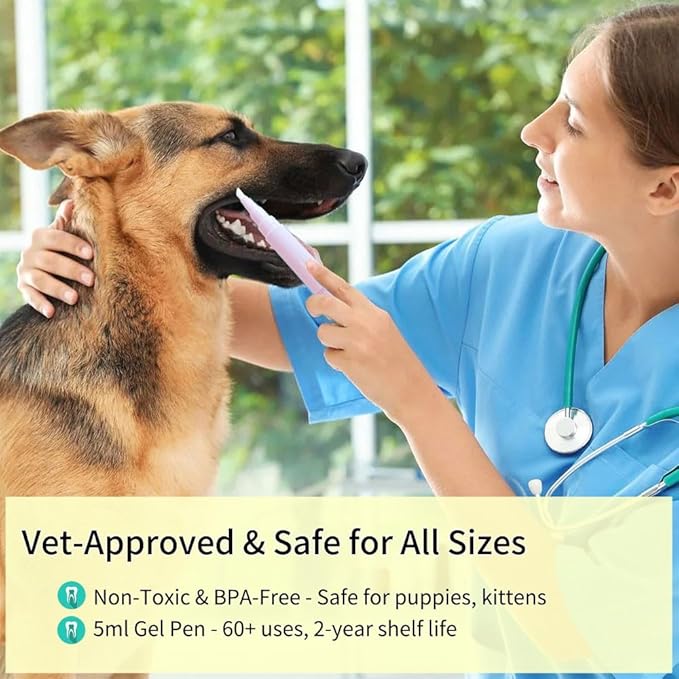 Pet Toothbrush Pen & Oral Repair Gel for Dogs & Cats – Teeth Cleaning Pen, Natural Plant Substance Tartar Remover for Repairing Pets&