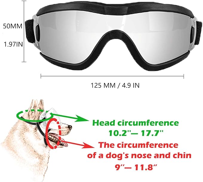 Medium Dog Sunglasses with Adjustable Strap UV Protection, Winproof Puppy Sunglasses, Suitable for Dogs Eyes Protection,Soft Dog Goggles