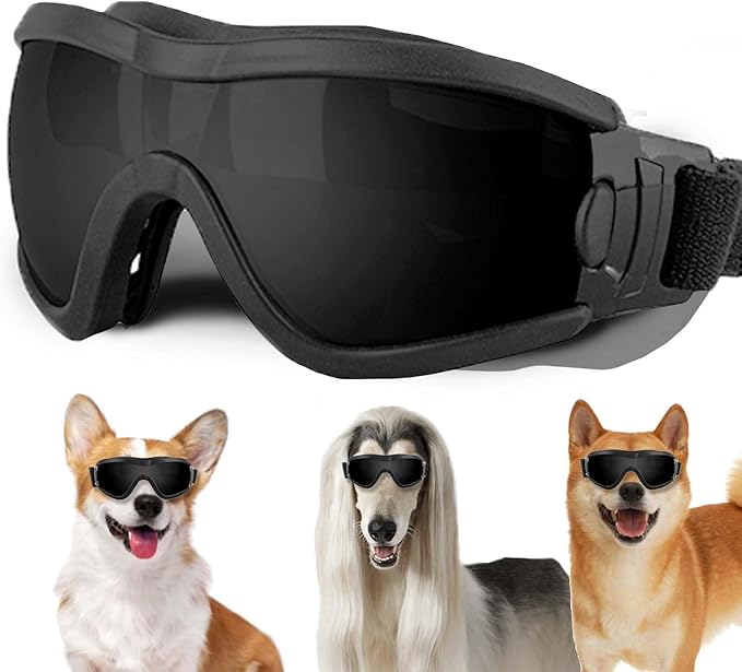 Medium Dog Sunglasses with Adjustable Strap UV Protection, Winproof Puppy Sunglasses, Suitable for Dogs Eyes Protection,Soft Dog Goggles