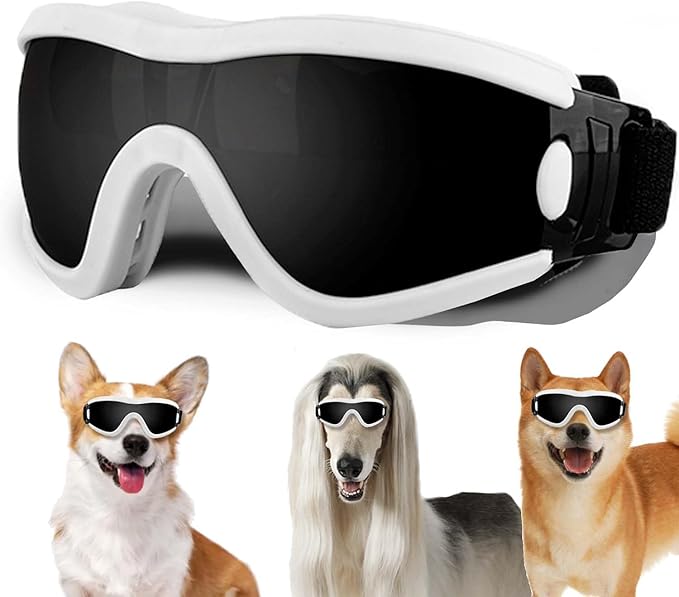 Medium Dog Sunglasses with Adjustable Strap UV Protection, Winproof Puppy Sunglasses, Suitable for Dogs Eyes Protection,Soft Dog Goggles