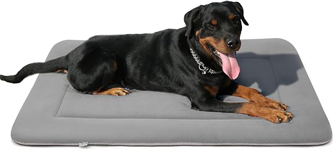 Magic Dog Soft Large Bed Crate Pad Mat, 42 Inches Machine Washable Pet Bed With Non-Slip Bottom, Gray