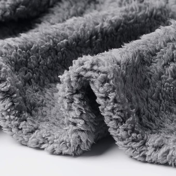 1 Pack 3 Calming Blankets Fluffy Premium Fleece Pet Blanket Soft Sherpa Throw for Dog Puppy Cat Grey Medium (30“x20&
