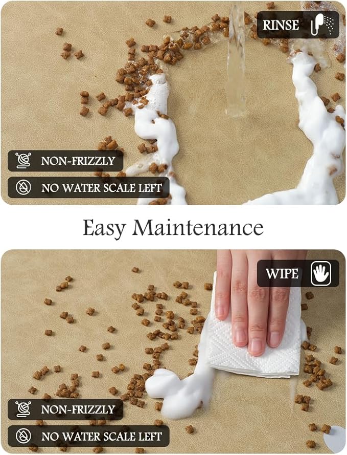Pet Feeding Mat-Absorbent Dog Mat for Food and Water Bowl-No Stains Quick Dry Water Dispenser Mat-Dog Accessories Pet Supplies-Bowl for Messy Drinkers(Beige,16"x24"