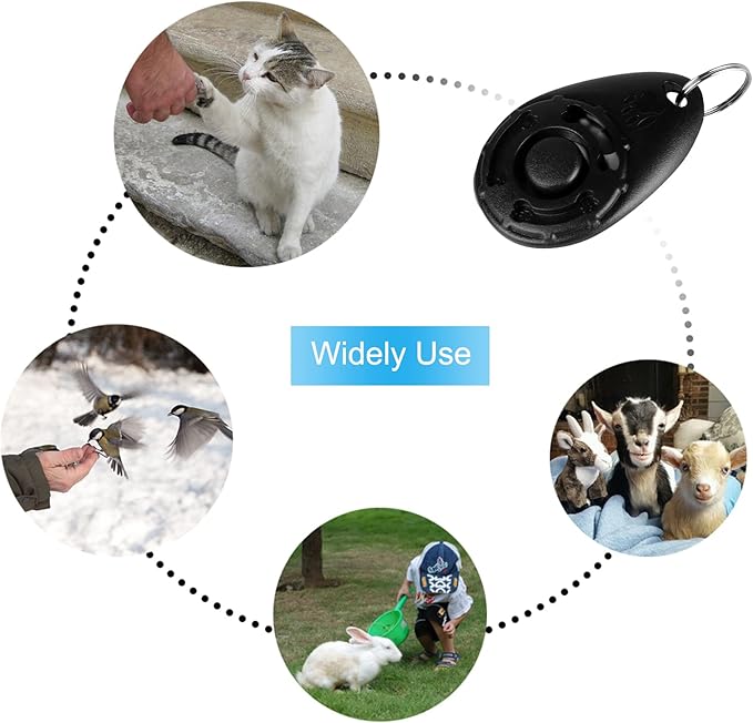 Dog Clicker for Training, 2 Pack Dog Training Clicker, Clicker Dog Training with Wrist Strap, Pet Training Clicker, Perfect for Dog Cat Puppies Behavioral Training (Black and Water Lake Blue)