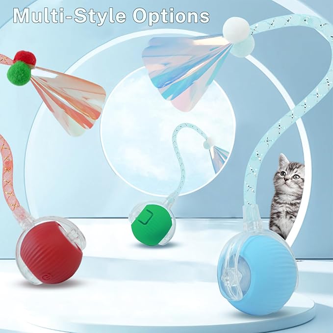 New Upgraded Cat Ball Toy - Speedy Tail 2.0 Cat Toy, Interactive Cat Toy Ball, Stimulating Toys and Juguetes para Gatos, Cat Toys for Bored Indoor(Sound Switchable) (Green)