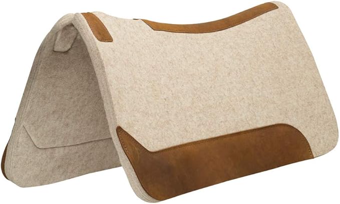 Weaver Equine 33" x 32" Contoured Wool Blend Felt Horse Saddle Pad, Shock Absorbing Western Saddle Pad for Protection, Durable Equine Supplies, Tan