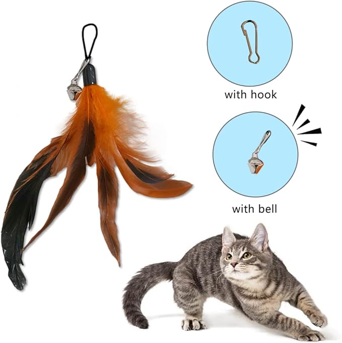LogFaadCoi 10-Pack of Vibrant Feathered Cat Toy Refills: Perfect Wand Attachments for Indoor Cats, Enhance Your Pet&