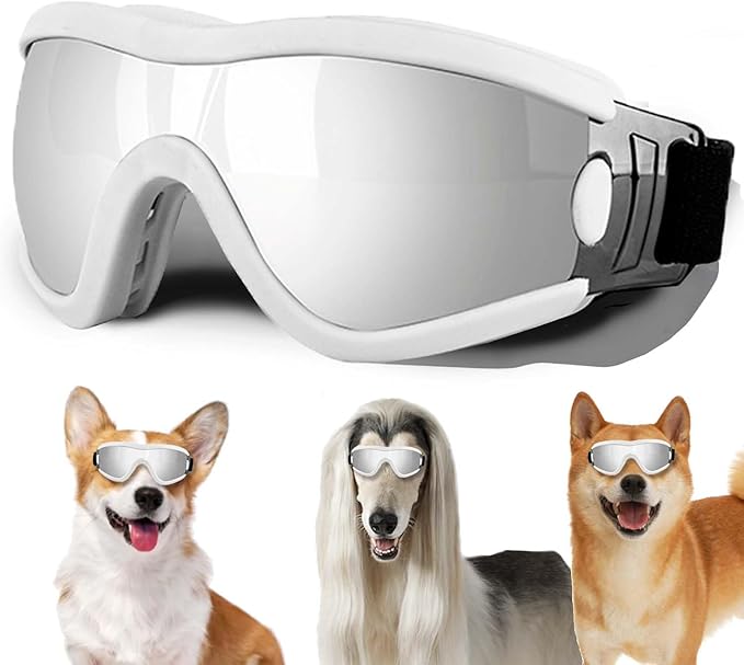 Medium Dog Sunglasses with Adjustable Strap UV Protection, Winproof Puppy Sunglasses, Suitable for Dogs Eyes Protection,Soft Dog Goggles