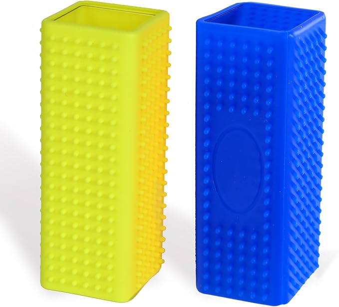 2pcs Pet Dog Cat Hair Remover, Pet Hair Removal Tool, Hollow Cleaner Brush for car,Interior, Furniture, Sofa (blue and yellow)