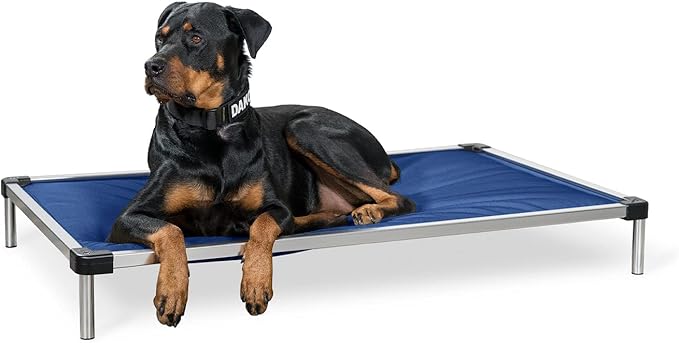 K9 Ballistics Chew Proof Armored Padded Dog Crate Bed, Virtually Indestructible, Legs Included (Blue Quartz, Medium (35" L x 22" W x 4.5" H))