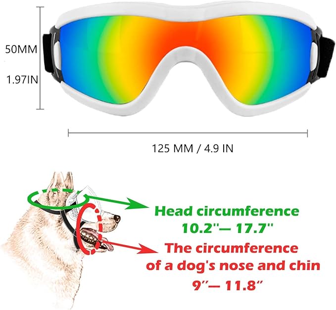 Medium Dog Sunglasses with Adjustable Strap UV Protection, Winproof Puppy Sunglasses, Suitable for Dogs Eyes Protection,Soft Dog Goggles