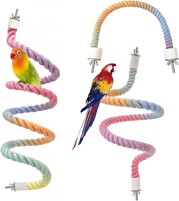 3pcs Gradient Colorful Bird Rope Perch Stand,Bird Cage Climbing Rope Toys Accessories,Bendable Climbing,Parakeet Lovebirds Cockatiels Budgies Play (15.7&