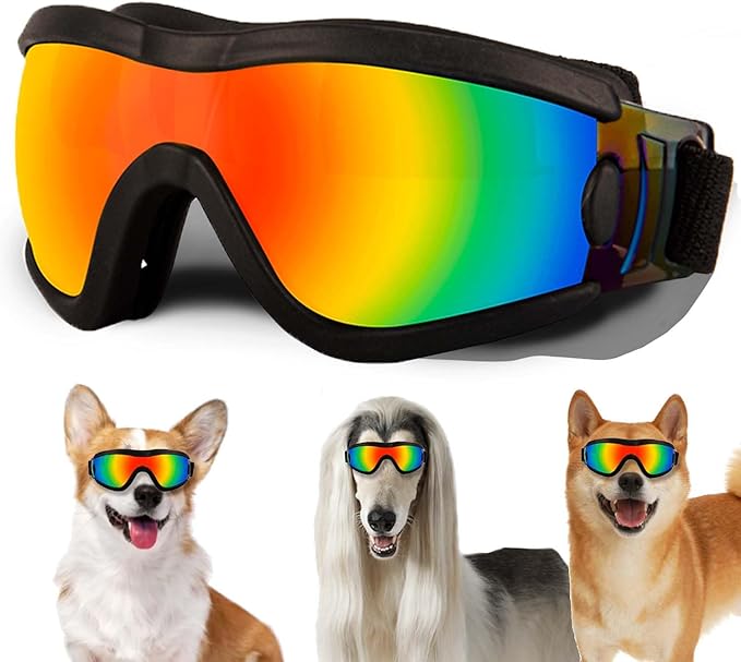 Medium Dog Sunglasses with Adjustable Strap UV Protection, Winproof Puppy Sunglasses, Suitable for Dogs Eyes Protection,Soft Dog Goggles