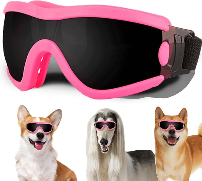 Medium Dog Sunglasses with Adjustable Strap UV Protection, Winproof Puppy Sunglasses, Suitable for Dogs Eyes Protection,Soft Dog Goggles