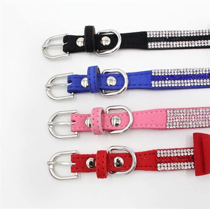 Xs Dog Collar Girl, Extra Small Dog Collar with Rhinestones, Pretty Diamond Fancy Crystal Glitter Jewel Bling Puppy Collars for Small Medium Large Breed Pet Female Dogs Cats Kitten, Pink XSmall