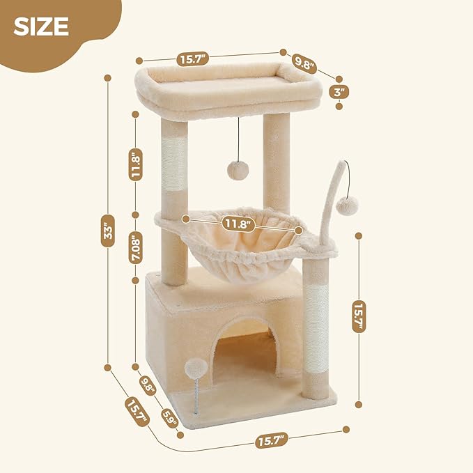 PEQULTI 4-in-1 Cat Tree, 33&