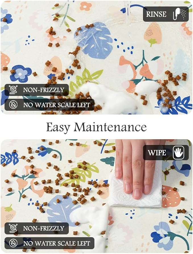 Pet Feeding Mat-Absorbent Dog Mat for Food and Water Bowl-No Stains Quick Dry Water Dispenser Mat-Dog Accessories Pet Supplies-Bowl for Messy Drinkers(LIGHTFLOWERS,16"x24"