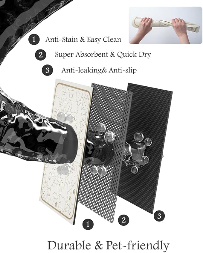 Pet Feeding Mat-Absorbent Dog Mat for Food and Water Bowl-No Stains Quick Dry Water Dispenser Mat-Dog Accessories Pet Supplies-Bowl for Messy Drinkers(FRAMEDOGS,17"x34"