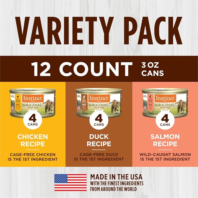Instinct Original Grain Free Recipe Variety Pack Natural Wet Canned Cat Food by Nature&