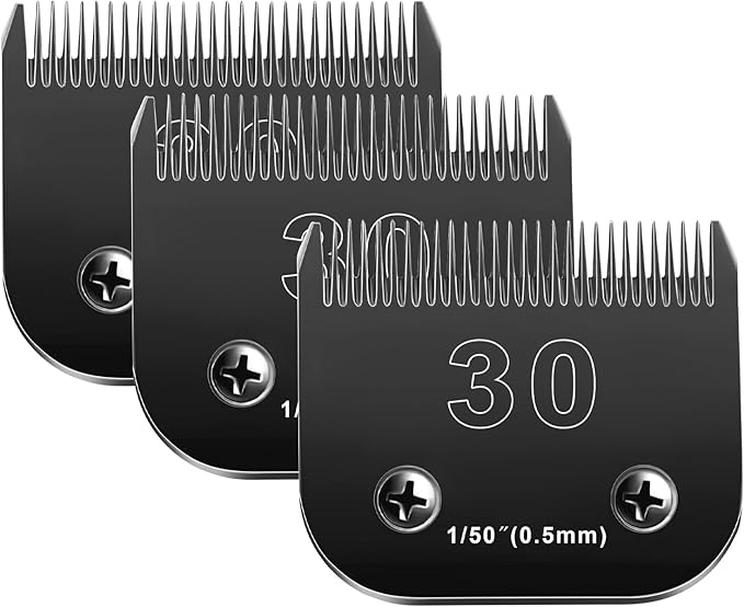 30 Blades Dog Grooming Blades Compatible with Andis/Oster A5/Wahl KM-10 Series Dog Clippers,Detachable Clipper Replacement Blade,Black,(30
