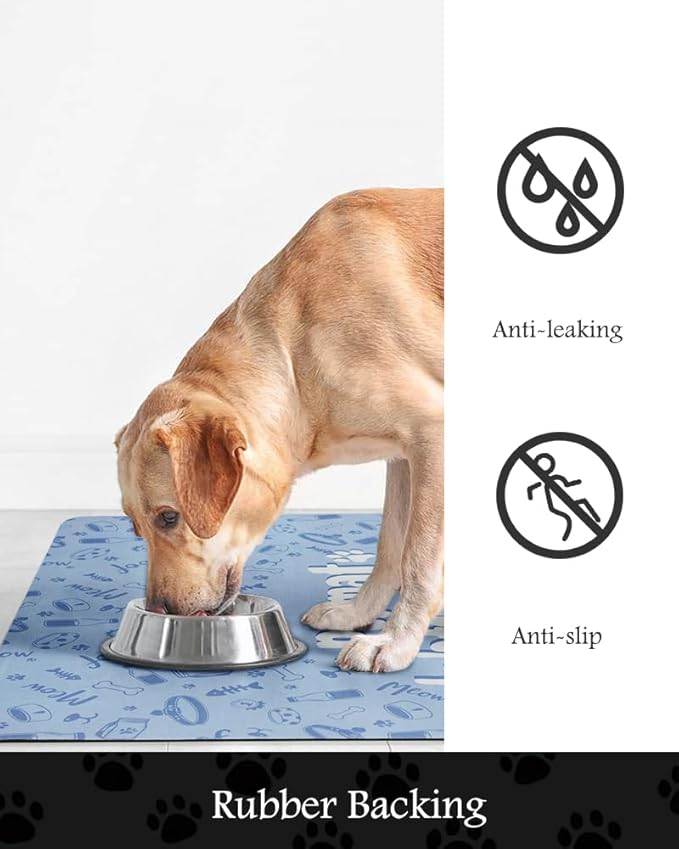 Pet Feeding Mat-Absorbent Dog Mat for Food and Water Bowl-No Stains Quick Dry Water Dispenser Mat-Dog Accessories Pet Supplies-Bowl for Messy Drinkers(PAW,17"x28"
