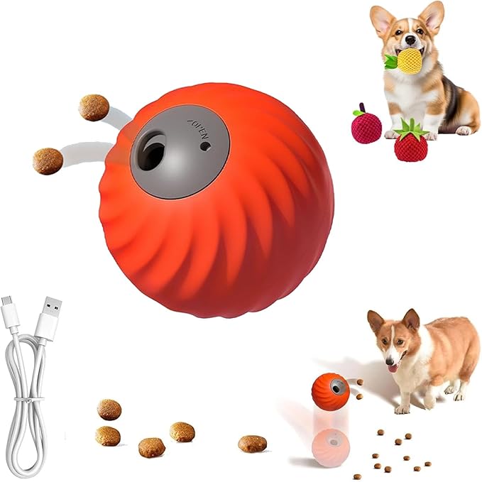 Zoomie Buddy 2.0, Zoomie Buddy for Dogs, 2 in 1 Smart Touch Interactive Dog Balls & Pet Feeder, 2.83" Diameter, Suitable for Small/Medium Dogs, with Fruit Plush Cover (Orange, Only)