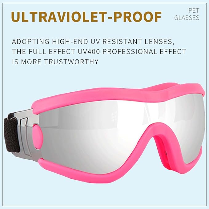 Medium Dog Sunglasses with Adjustable Strap UV Protection, Winproof Puppy Sunglasses, Suitable for Dogs Eyes Protection,Soft Dog Goggles