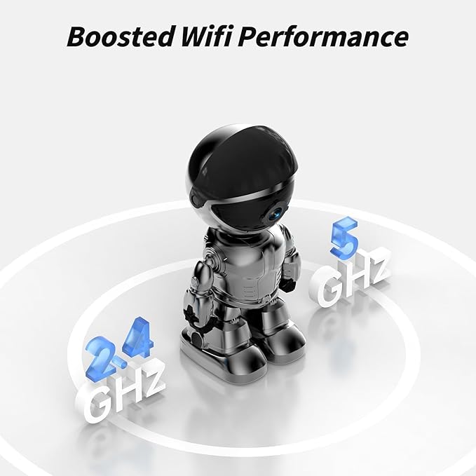 Indoor Camera 2K HD 5G/2.4Ghz WiFi Pet Robot Camera Motion Detection and Alarm,Two-Way Talk,Color Night Vision, Nanny Cam Compatible with Alexa(Black)