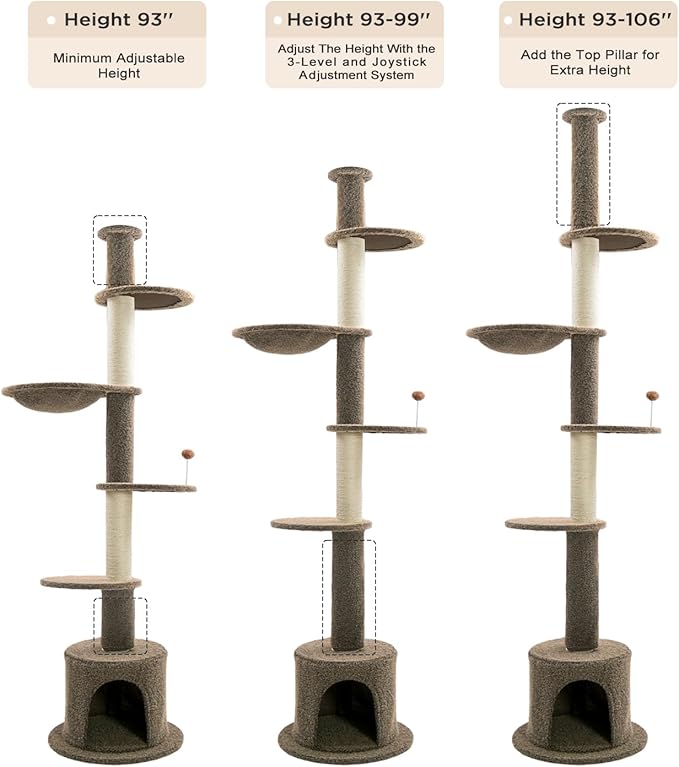 Made4Pets Floor to Ceiling Cat Tree 93-106&