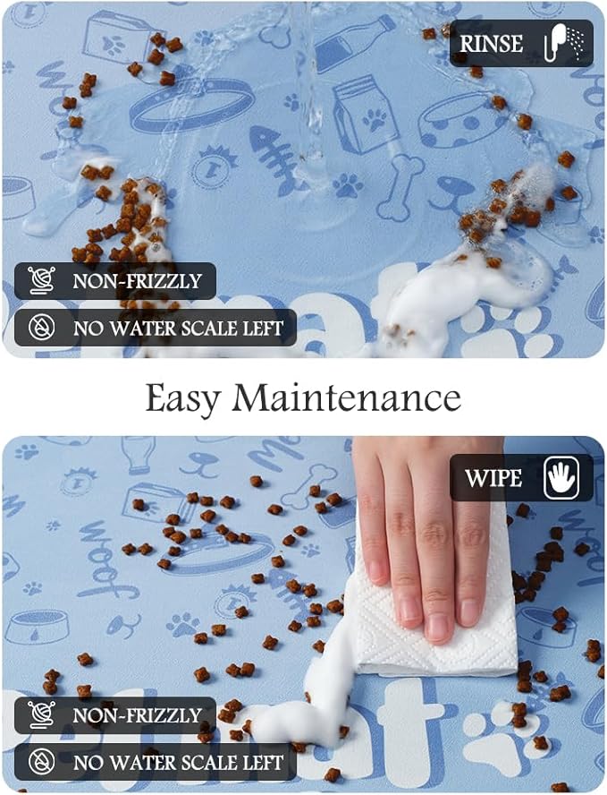 Pet Feeding Mat-Absorbent Dog Mat for Food and Water Bowl-No Stains Quick Dry Water Dispenser Mat-Dog Accessories Pet Supplies-Bowl for Messy Drinkers(PAW,17"x28"