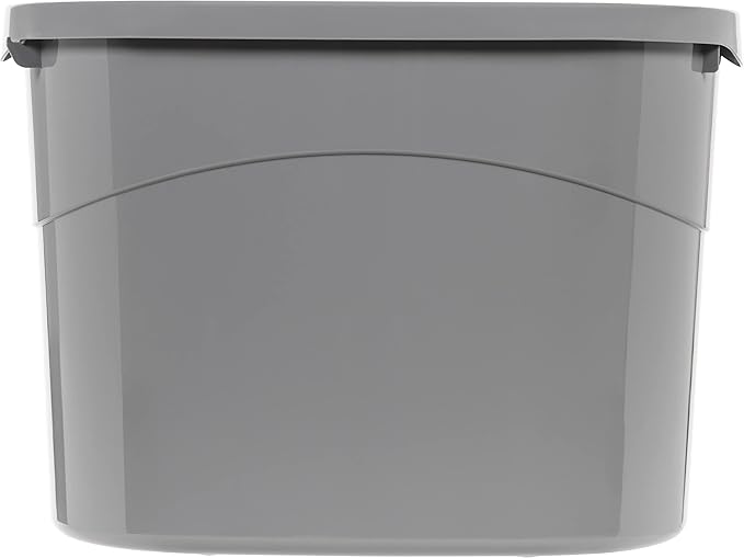 Amazon Basics Large Cat Litter Box with High Sides, Top Entry, Includes Scoop, 20.5 x 14.75 x 14.38 inches, Grey