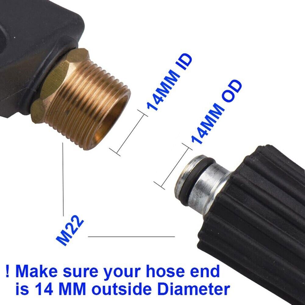 4000 PSI High Pressure Washer Gun — 1/4" Quick Connect, M22-14mm, 5 Nozzle Tips