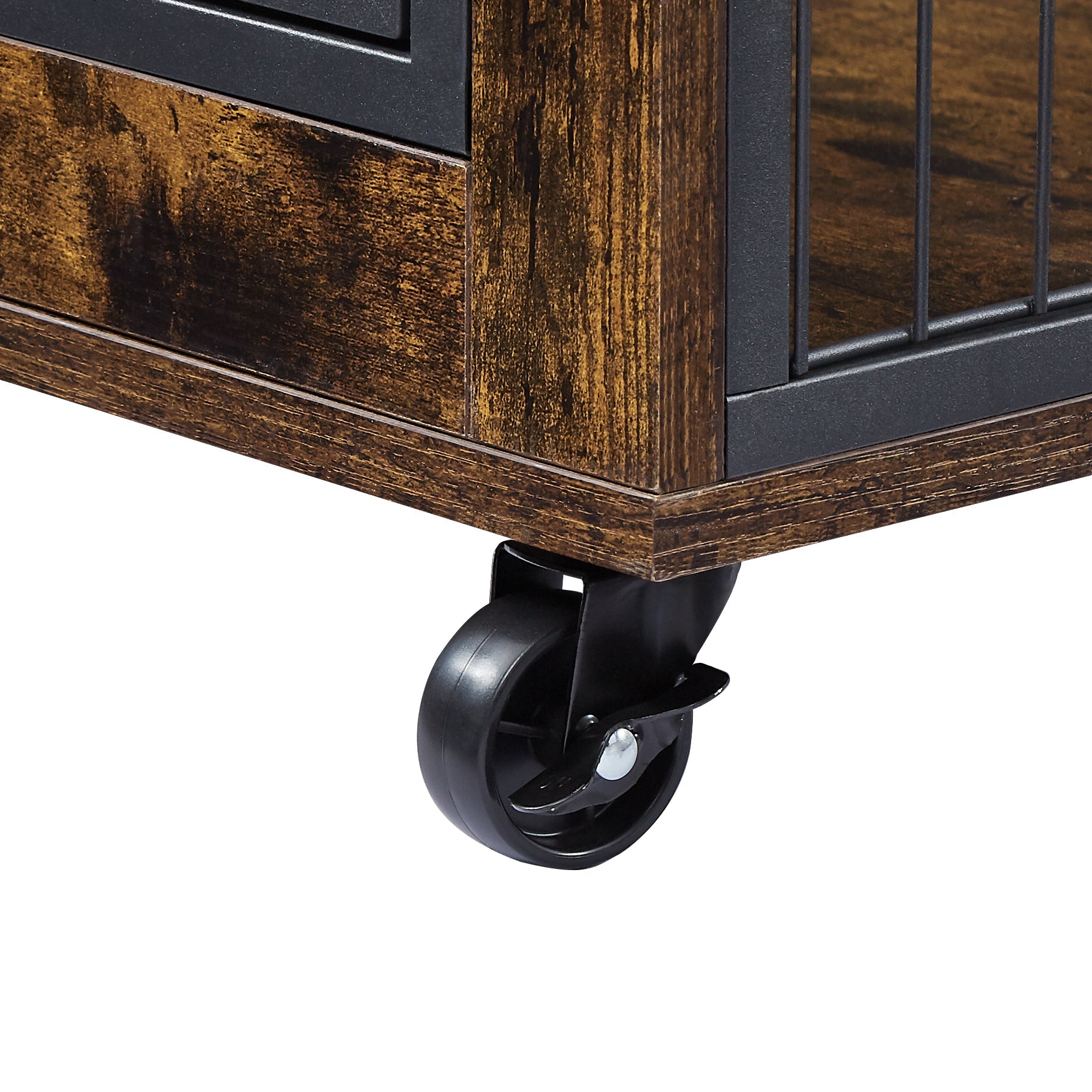 Furniture Dog Cage Crate with Double Doors, Rustic Brown, 38.58&
