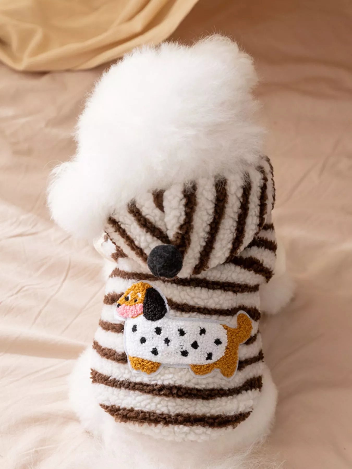 Striped Hooded Plush Pet Sweater