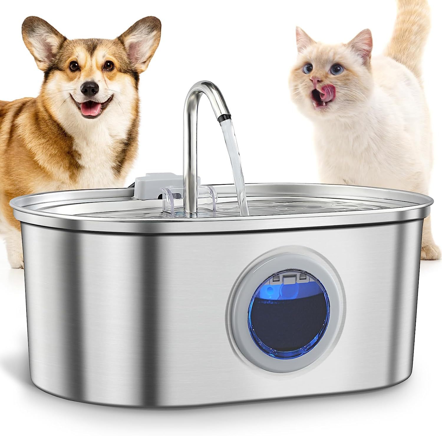 Pet Stainless Steel Electric Water Fountain — Multi-Plug + Filter Bundles