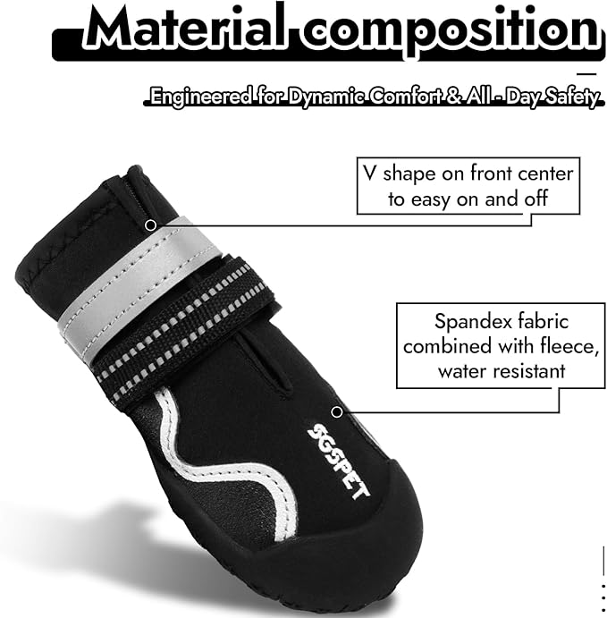 Dog Shoes for Large Dogs, Medium Dog Boots Paw Protectors for Winter Snowy Day, Summer Hot Pavement, Waterproof in Rainy Weather, Outdoor Walking, Indoor Hardfloors Anti Slip Sole (Black5