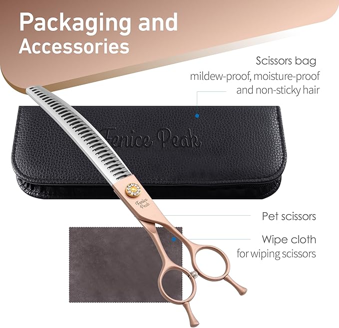 Fenice Peak Professional Curved Chunker Dog Grooming Scissors 8.0&