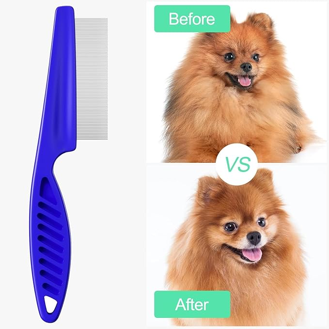 Pet Hair Comb, 2-in-1 Multifunctional Stainless Steel Pet Grooming Comb for Dog and Cat for Flea, Tear Stain Removal, and Dehairing Dogs and Cats&