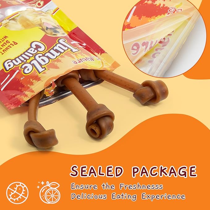 Jungle Calling Rawhide Free Dog Treats, Peanut Butter Bones, 6.5&