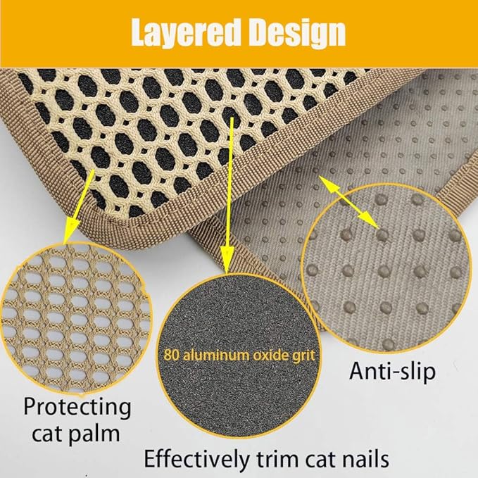 Cat Nail File Scratcher Wrapped Around a Scratching Post, Scratch Pad with 80 Aluminum Oxide Grit, Helps Trim Cat&
