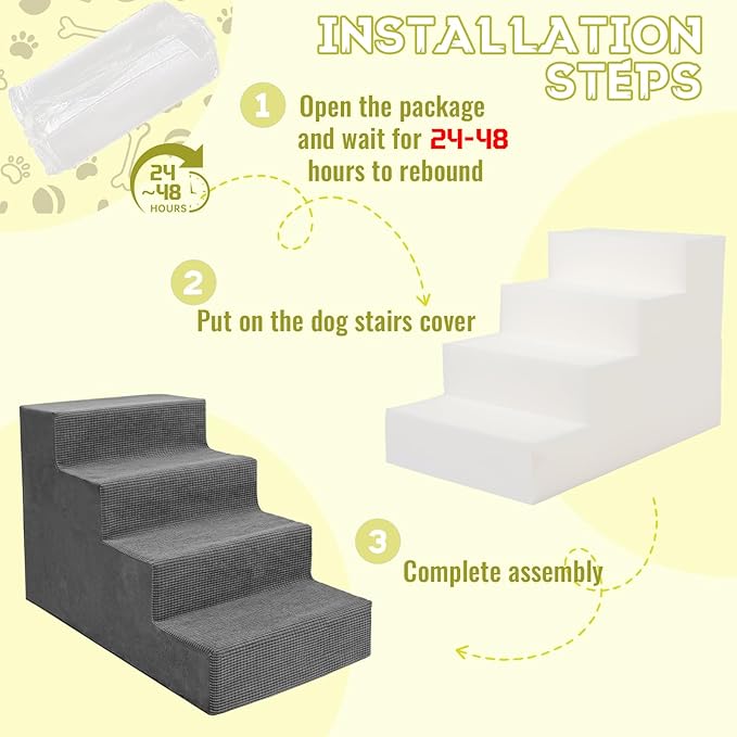 Niubya Dog Stairs for Small Dogs and Cats,18&