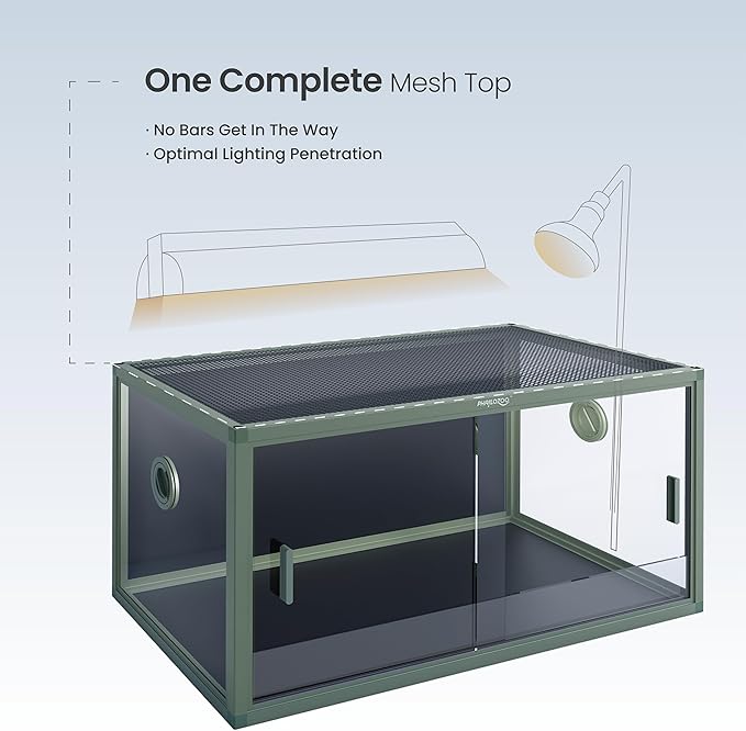 50 Gallon Bearded Dragon Tank, Reptile Enclosure for Easy Maintenance, Front Opening Reptile Tank with Top Screen Ventilation & Glass Sliding Door 36&