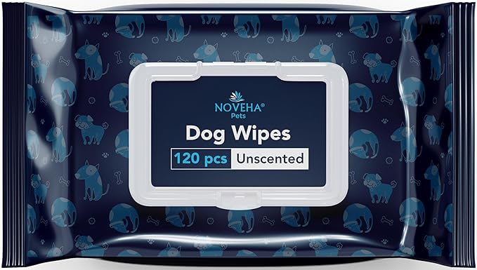 NOVEHA Dog Wipes - Odor Eliminating and Cleaning Grooming Wipes for Dog&