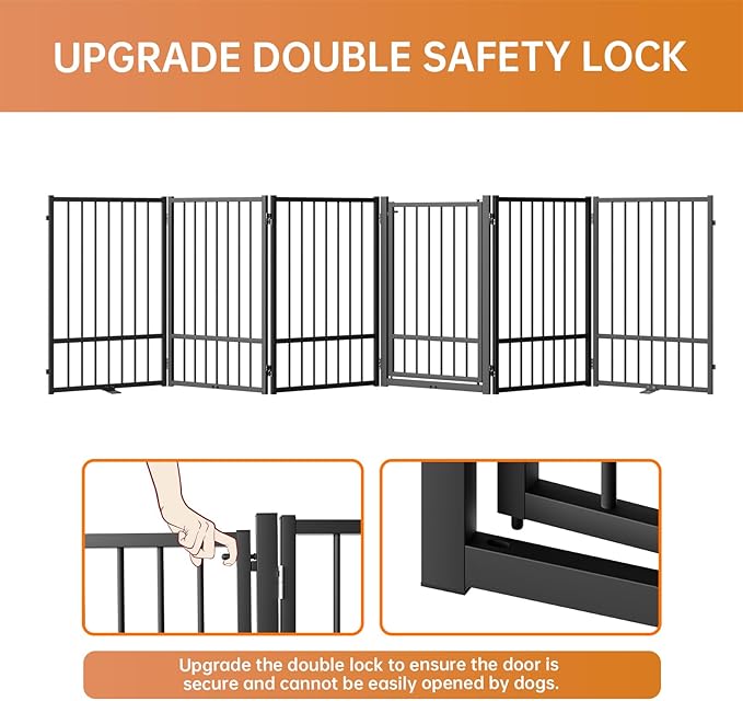 Full Metal Freestanding Dog Gate with Door, 32&