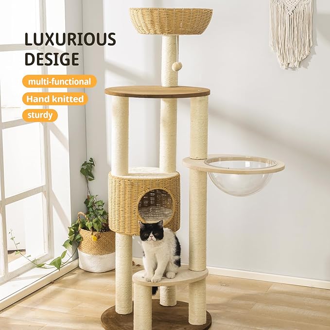 2025 Modern Cat Tree Tower for Large Cats, Advanced Space Module Cat&