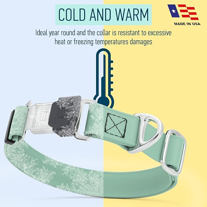 Dogline Biothane Waterproof Dog Collar with Herm Sprenger Stainless Steel Quick Release Buckle – Heavy Duty Tactical Durable Collar for Dogs – Comfortable and Safe Pet Collar W 3/4" L12-19 Sage Green