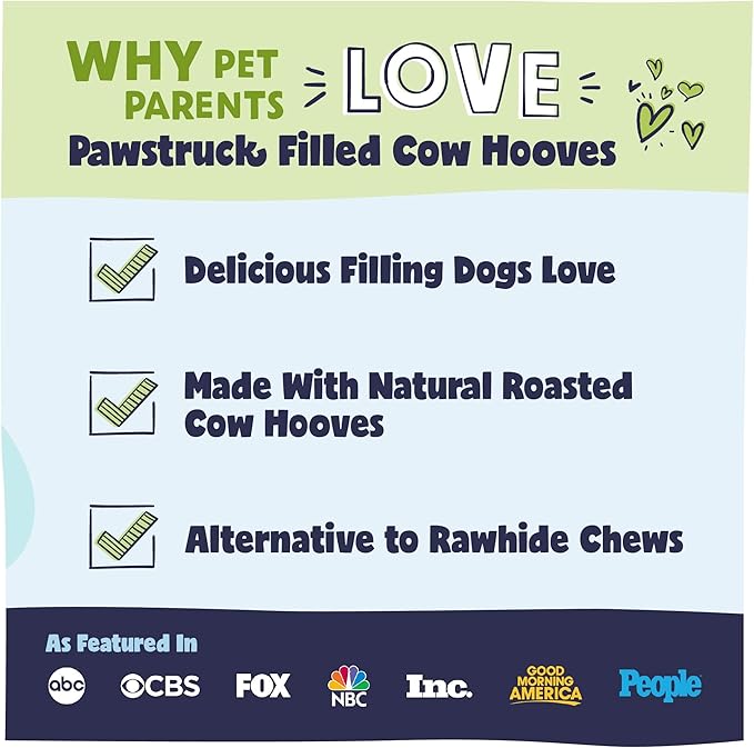 Pawstruck Peanut Butter Filled Cow Hooves for Dogs β Made in USA, Long-Lasting Dental Treats and Chews β Beef Hoof β 5 Count β Packaging May Vary