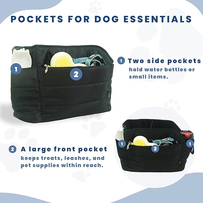 Lightweight Dog Purse Carrier for Small Dogs Under 15 lbs, Puffy Quilted Pet Carrier Tote for Puppies with Safety Leash Clip, Women&